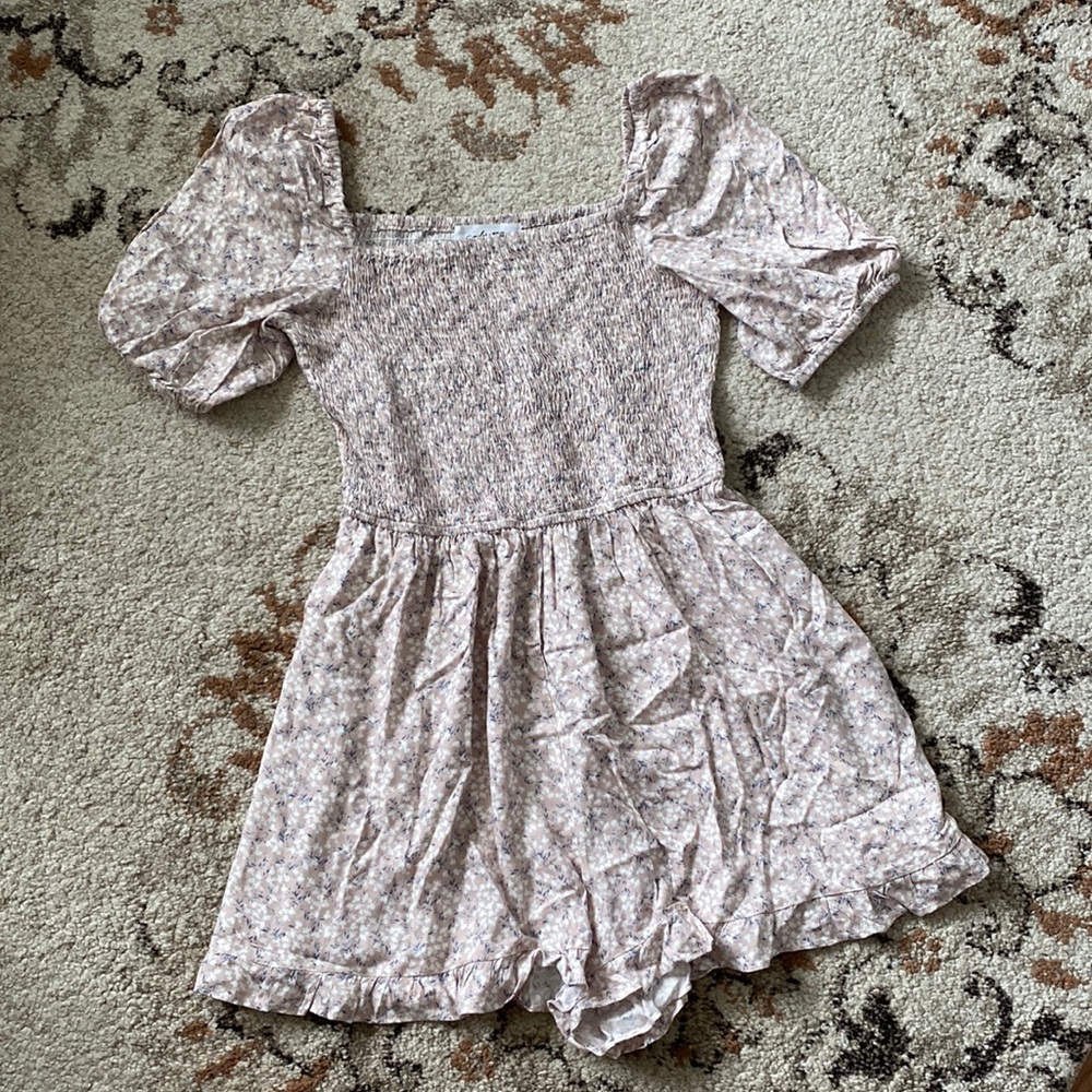 Carly Jean Los Angeles Emilia Floral Romper in Blush.